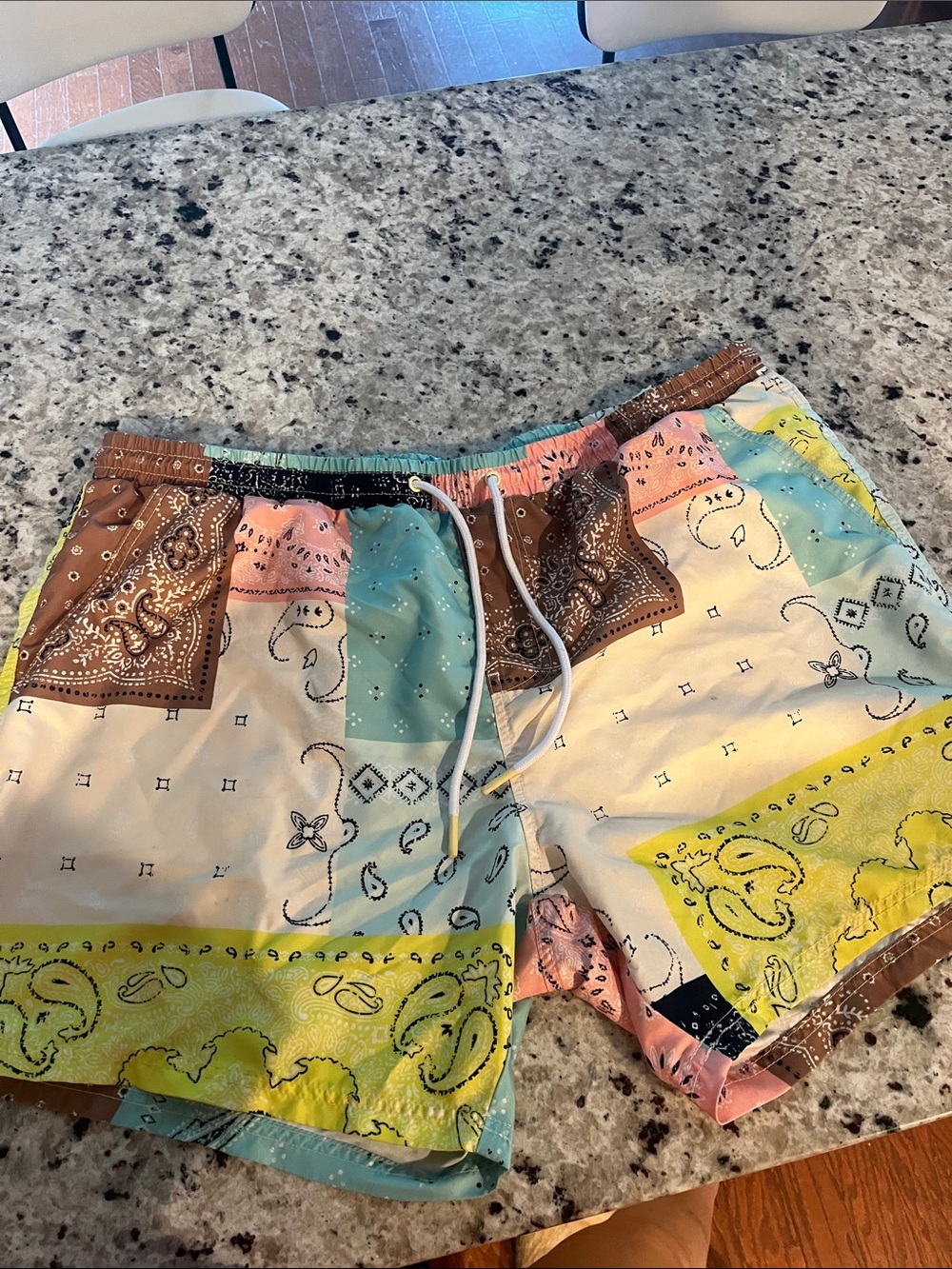 Men's Multicolor Patchwork Bandana Print Shorts